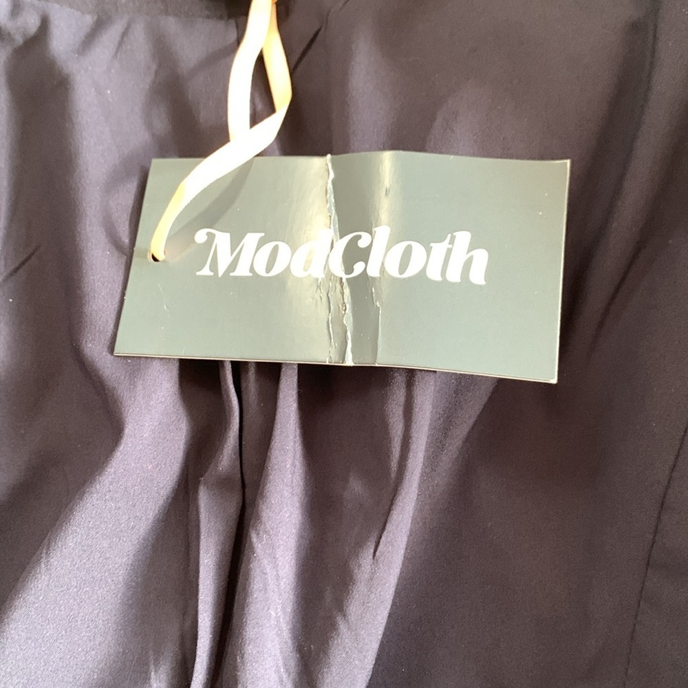 Modcloth Women's Classic Imagination Trench Coat Swing Navy Blue Red NWT Size M - Picture 12 of 16